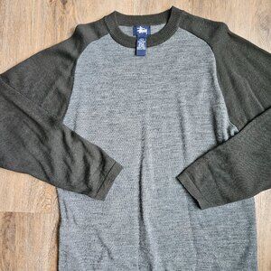 STUSSY From Japan Knit Sweater Gray/Green 100% Wool Size Large